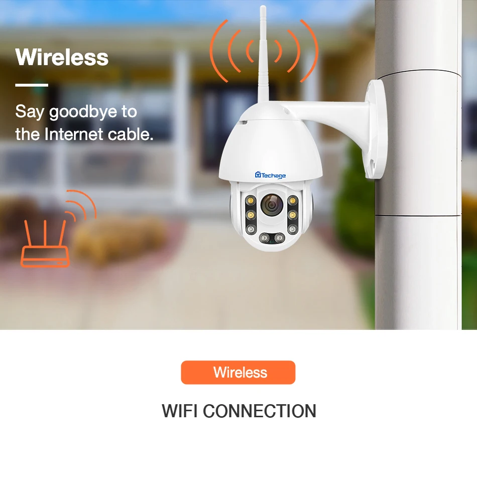 Techage 1080P Скорость купольная камера, Wi-Fi, Беспроводной PTZ IP камера безопасности Камера 2MP двухстороннее аудио Динамик SD Карты ИК ночного видения видео на открытом воздухе CCTV Cam