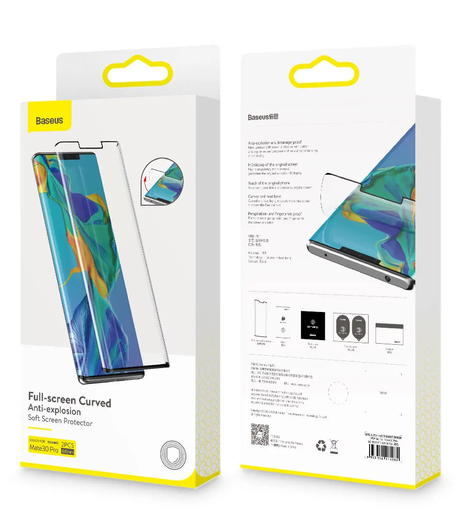 Baseus, 2 шт, Передняя пленка, стекло, полное покрытие, Защита экрана для huawei Mate30 Mate30 Pro, анти сломанная мягкая пленка, защита экрана