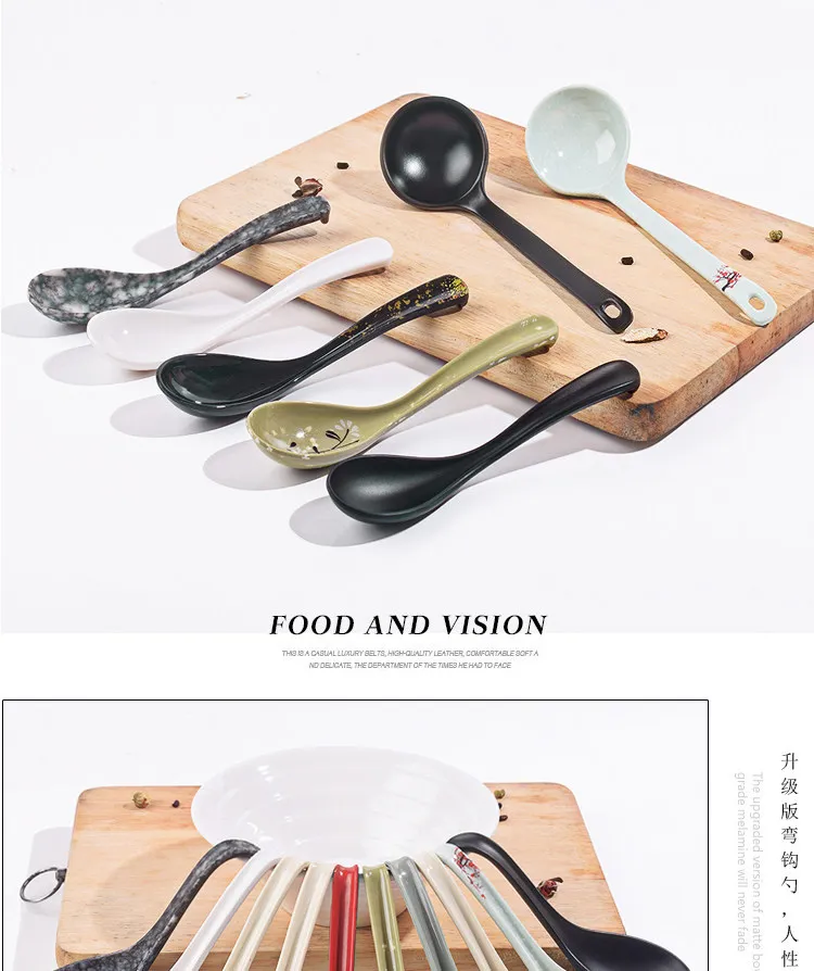 Japanese noodles lamian ramen soup bowl schopsticks spoon suit plastic melamine tableware set spicy hot pot restaurant use 2sets
