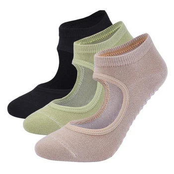 

Women High Quality Pilates Socks Anti-Slip Breathable Backless Yoga Socks Ankle Ladies Ballet Dance Sports Socks for Fitness Gym