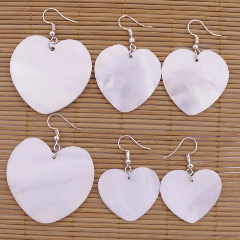 

Natural White Mother of Pearl Shell Heart Dangle Earring 30mm-40mm Choose