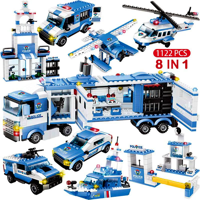 lego police truck and trailer