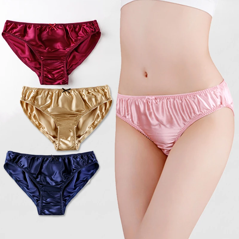 Ladies' Underwear Silk Mulberry Briefs Panties Simple Small Bowknot