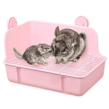 

POPETPOP Small Pet Toilet Lightweight Plastic Small Animal Potty Portable Pet Pan for Hamster Pig Rabbit (Pink)