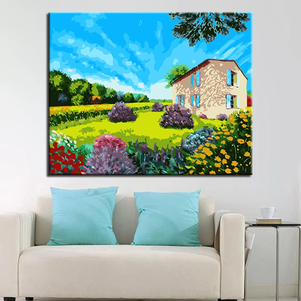 

Blue sky DIY Painting By Numbers Kits Calligraphy Painting Acrylic Paint By Number For Home Decoration A work of art