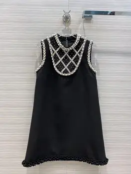 

2020 autumn new women high quality luxury pearl vest dress female slim dresses gdnz 8.02