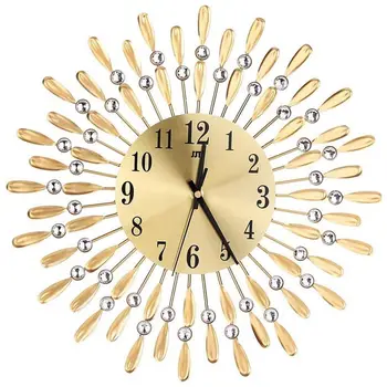 

Hot SV-15 inch 3D Large Wall Clock Shiny Rhinestone Sun Style Modern Living Room Decor (Gold)