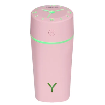 

230ML USB Clock Shape Air Humidifier Ultrasonic Cool-Mist Adorable Mini Aroma Humidifier for Office Home Living Room Bedroom Pin