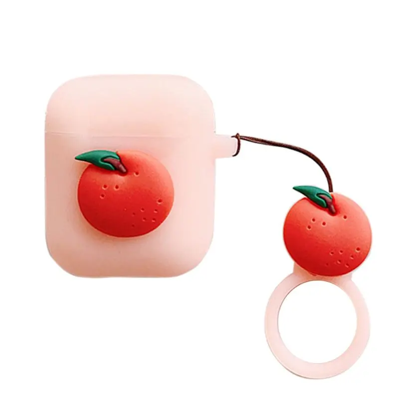 Защитный чехол с милым фруктовым узором для наушников AirPods - Цвет: Orange