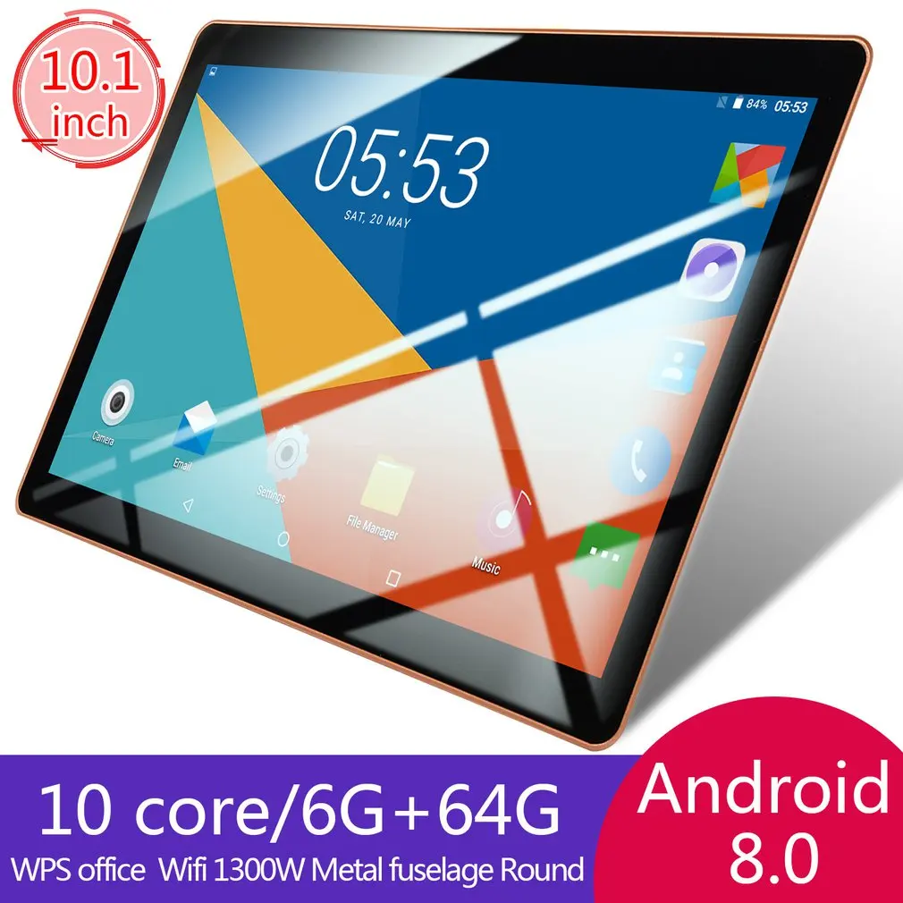 10,1 дюймовый ips экран Android 8,0 10-ядерный планшетный ПК 6 ГБ + 64 Гб Две sim-карты Слоты 3g телефонный звонок с gps FM