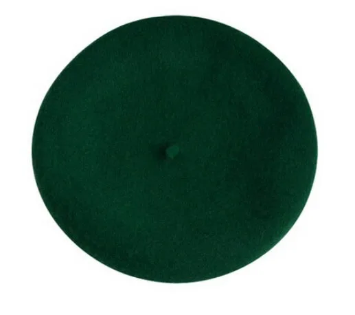 Dark green Европейские и американские популярные модели шерстяного берета, шапка, шерстяная осенняя и зимняя женская плоская шляпа, 18 цветов - Color: Dark green
