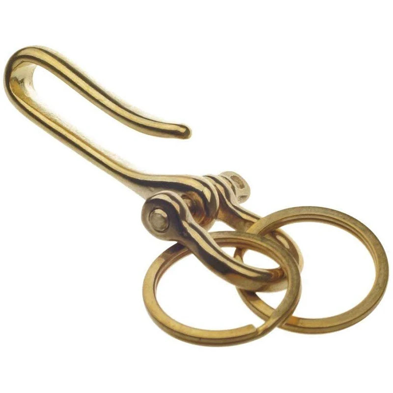 

Quality SOLID BRASS FISHHOOK KEY CHAIN Keyring Shackle Split Ring leathercraft