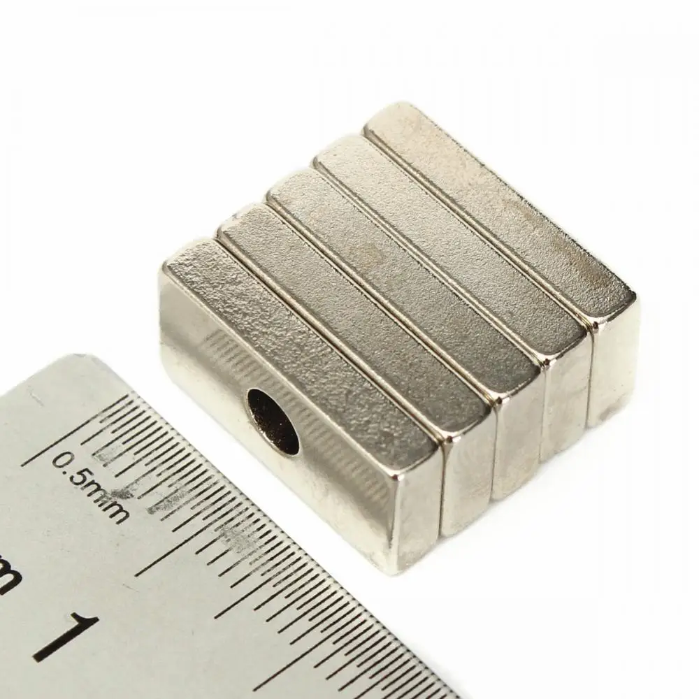 5Pcs 20x10x4mm Hole N35 Strong Cuboid Blocks Rare Earth Neodymium Magnets Hot 