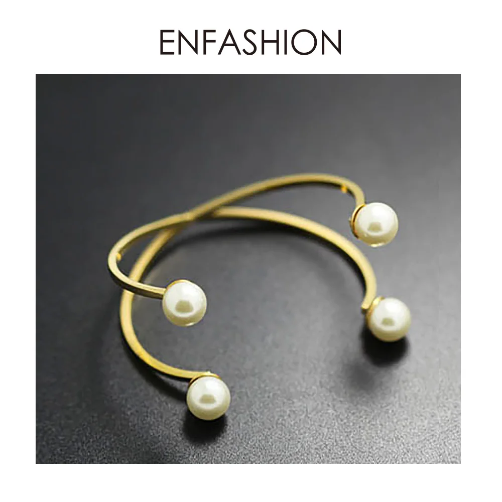 ENFASHION 4 жемчужные золотые браслеты из нержавеющей стали,, браслеты-манжеты для женщин, модные ювелирные изделия, подарки B4121