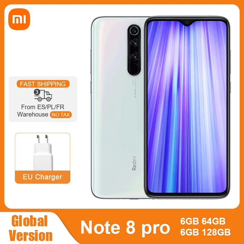 Глобальная версия Смартфон Xiaomi Redmi Note 8 Pro 6 ГБ + 64 Гб/128 камера мп Heilo G90T восемь ядер