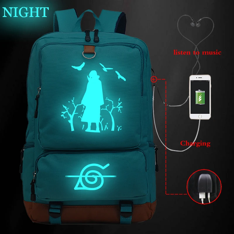 Унисекс Наруто печать usb зарядка Bookbag веселый рюкзак для мальчиков/девочек Студенческая Школьная Сумка подростковая повседневная большая сумка - Цвет: 807usb-ff-1122-10(4)