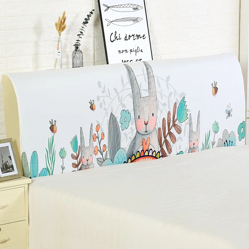 

120-220cm Simple Cartoon Bed Head Cover Full Enclosed Elastic Dust-proof Bed Head Cover/ Protective Cover