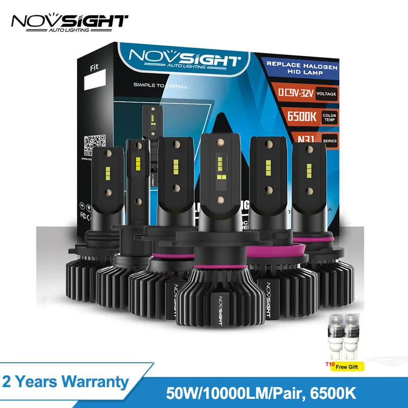 Baratos Novsight H4 Led H7 H1 H11 coche luz 50w 10 000lm Kit de coche 6500k 9005 Hb3 9006 Hb4 Led faro Auto bombillas 12v lámpara Led No Canbus