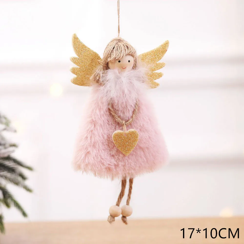 Год подарок милый Рождественский Шелковый плюшевый Ангел Кукла орнамент с рождественской елкой Noel рождественские украшения для дома Navidad Декор - Цвет: A2-Pink heart angel