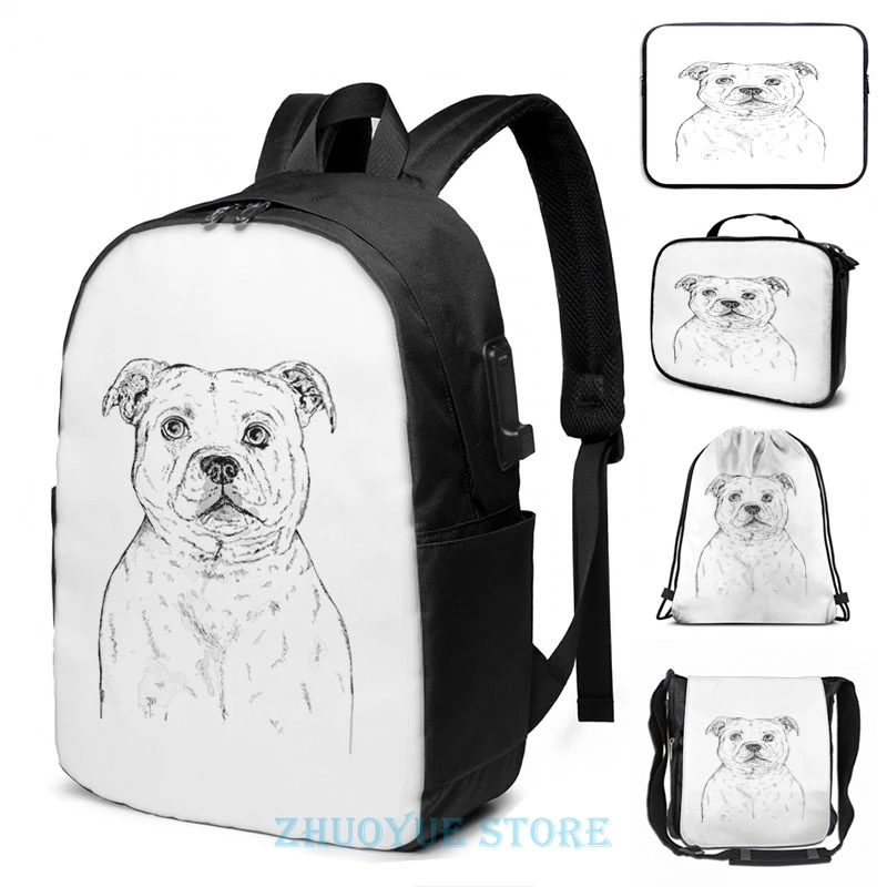 Забавный графический принт стаффордширский бультерьер Staffy USB заряд рюкзак