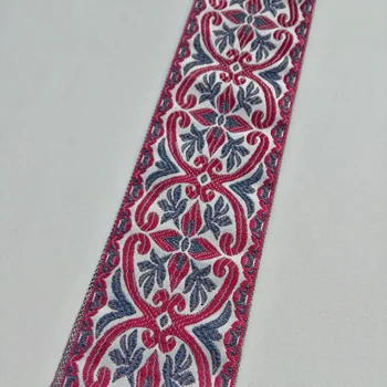 

7cm Wine Flower Bedding Trim Cloth Garment Curtain Laciness National Jacquard Ribbon Woven Webbing Silver Red Brwon Mercerizing