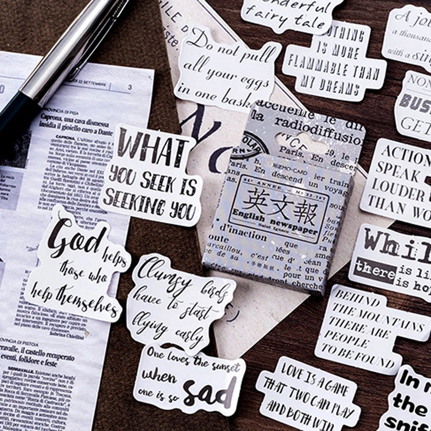 Caixas de Jornal Inglês do Vintage Etiqueta de Papel Decorativo para Scrapbooking Encaixotado Adesivo Washi Álbum 56 3 High Quality Material escolar e de escritório