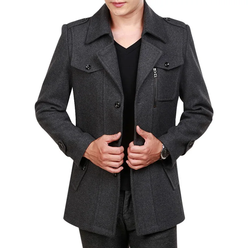 WENYUJH, новинка, флисовая Мужская куртка, шерстяное пальто, повседневное, однотонное, кашемировое, стоячий воротник, лацканы, большой размер, мужское зимнее пальто