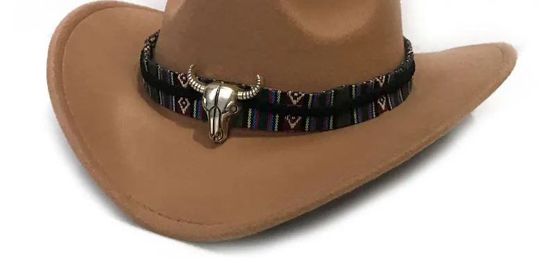 YY металлическая Bull лента Fedoras Мужская зимняя Осенняя ковбойская джазовая шляпа Женская Трилби фетровая шляпка Cowgirl Jazz Toca Sombrero FD19013
