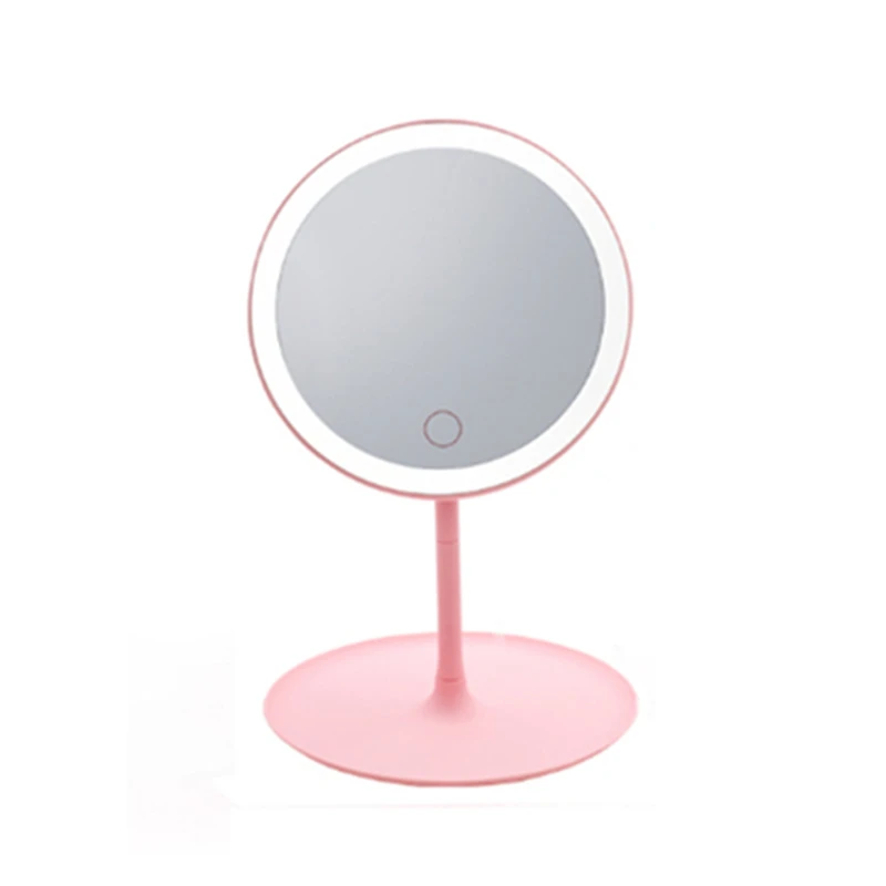 Round pink 1X/2X/3X/10X увеличительное зеркало для макияжа светодиодный светильник косметические зеркала круглой формы настольное туалетное зеркало 3 складные регулируемые - Цвет: Round pink