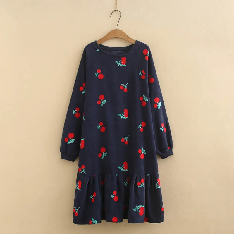 

Autumn winter dress women plus size bust 132cm 4XL 5XL 6XL 7XL dress women navy color