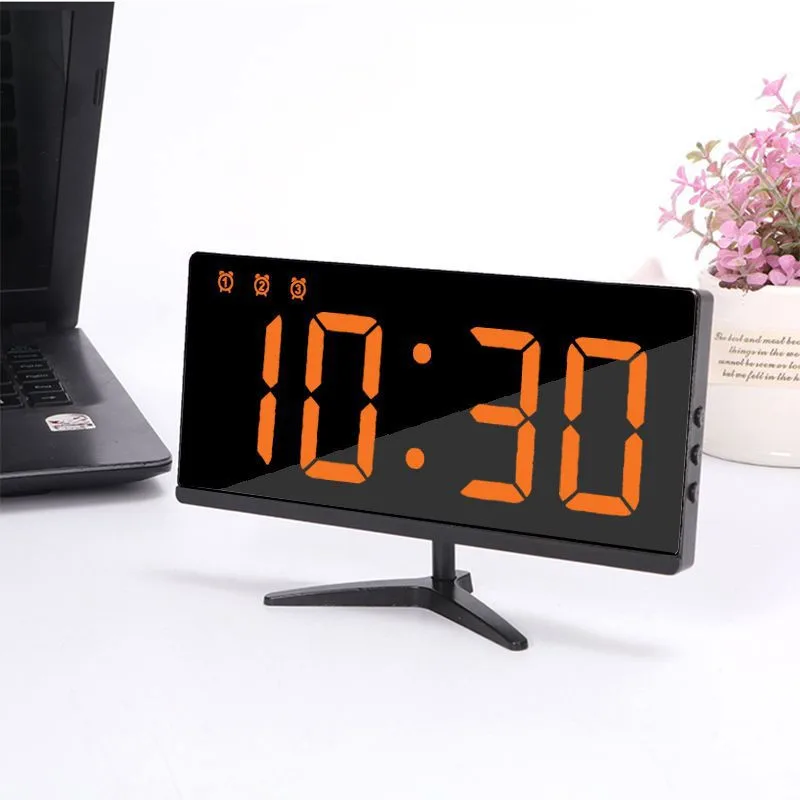 Digital Alarm Clocks LED Mirror Clocks Multifunction Snooze Display Temperature Time Night LCD Light Tables Desktops USB Cables