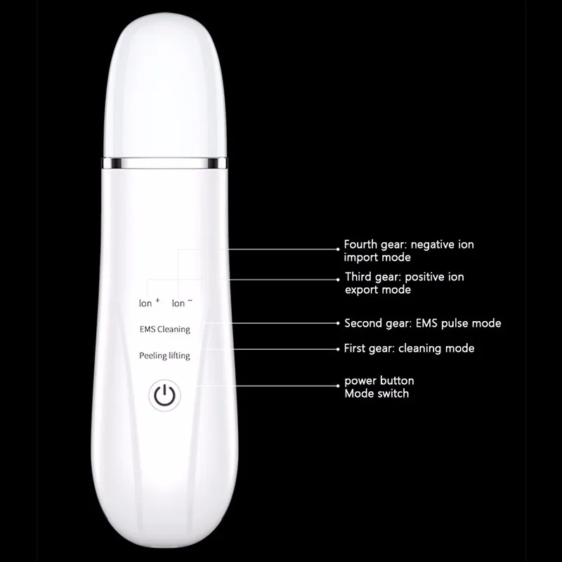 Ultrasonic Face Cleaning Machine Skin Scrubber Facial Cleaner Peeling Remove Blackhead Pore Cleaner Rechargeable Skin Care Tools