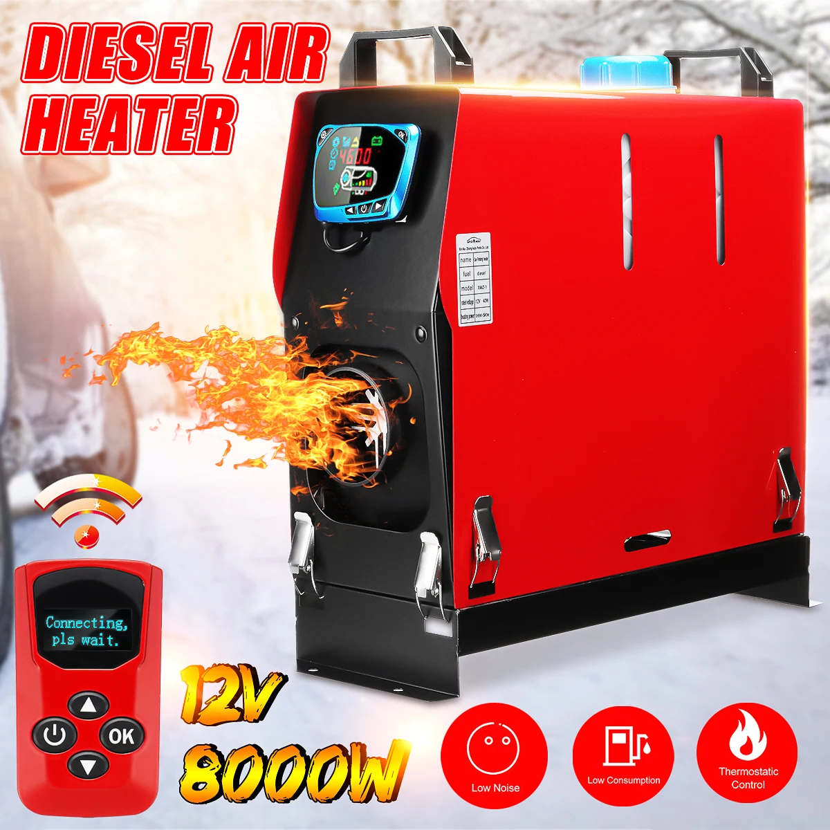 

12V 8000W Portable Heater All in 1 Air Parking Warmer Car Heater LCD Display Remote Control for Truck Motorhome Boat Trailer RV