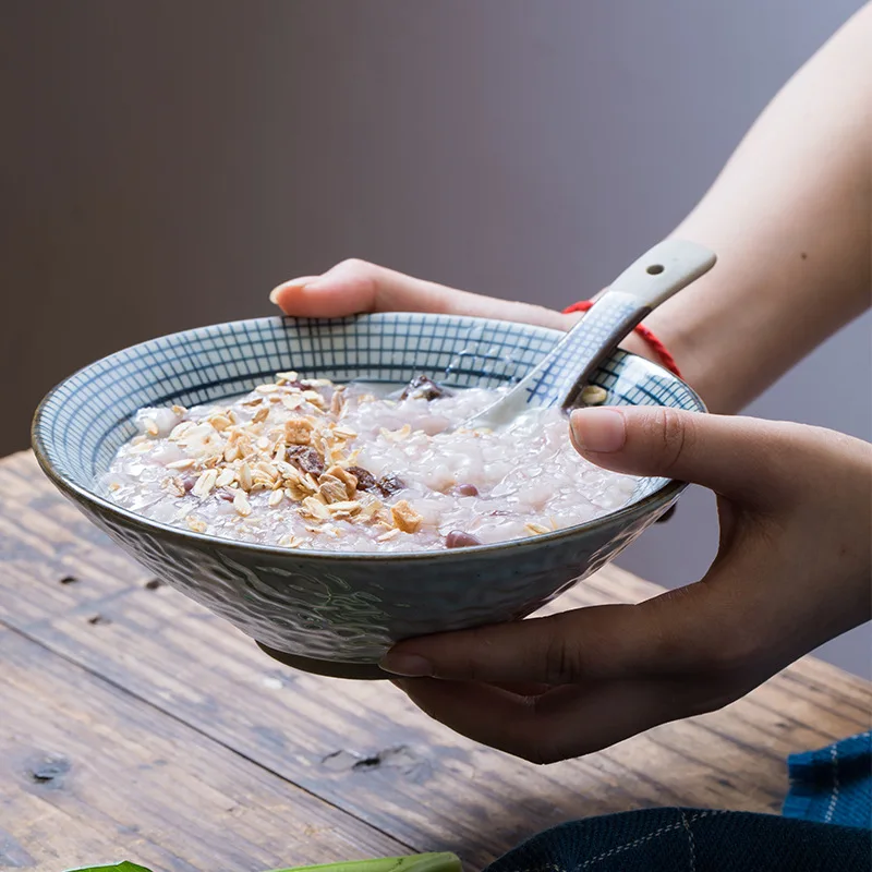 

Ceramic Japanese and soybean milk Korean 7-inch 8.5-inch bowl hand-painted creative tableware trumpet bowl Douli bowl