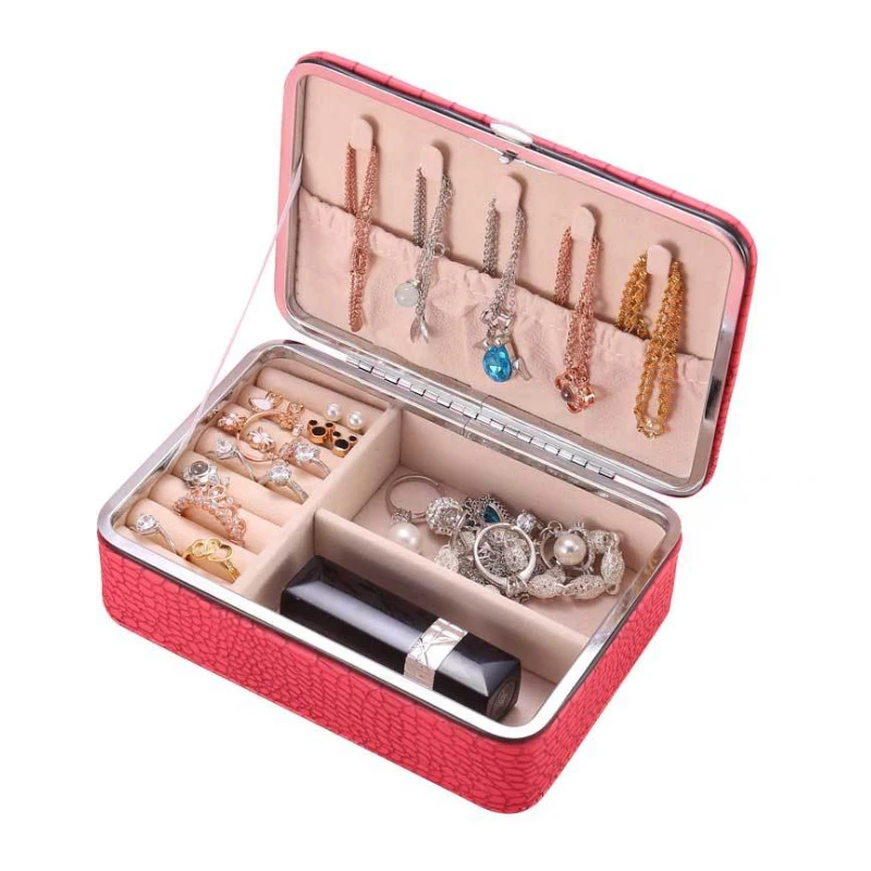 

Korean Portable Jewelry Box Storage Box Earrings Ring Finishing Box Velvet Leather Jewelry Necklace Box For Girlfriend