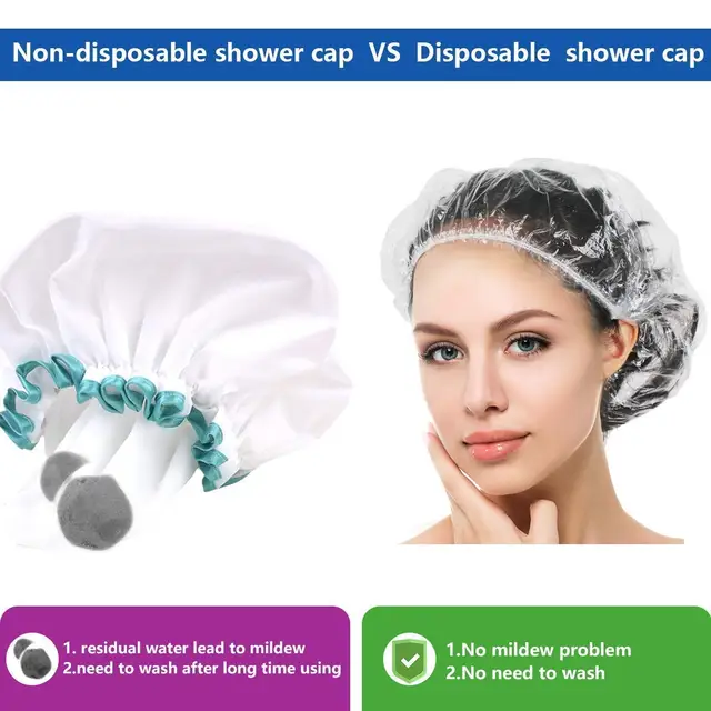 50 PCS Clair Jetable En Plastique Bonnets De Douche Grand