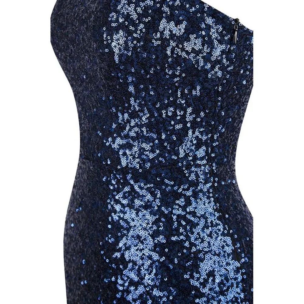SEBOWEL синий/красный серебристый градиент цвета на одно плечо шифон блесток вечерние платья женские макси длинные блестящие Коктейльные элегантные XL