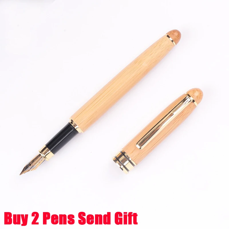 Fountain Pen No Box Классический дизайн Luoshi брендовая роскошная деревянная шариковая ручка для бизнеса Высококачественная бамбуковая подарочная ручка купить 2 ручки отправить подарок - Цвет: Fountain Pen No Box