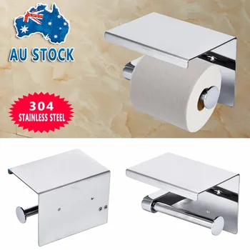

Bathroom Toilet Roll Paper Holder Wall Mount Stainless Steel Bathroom WC Paper Holder with Storage Shelf Rack