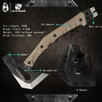 HX OUTDOORS Mercenarys Full Tang Camping Survival Touris Axe Hatchet Tactical  Multifunctional Hunting Tools Tomahawk Hammer 2