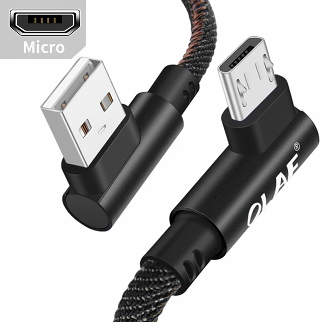 90 градусов usb type-C кабель для быстрой зарядки Micro USB кабель для Redmi Note 8 Pro samsung S10 S9 USB-C кабель 1 м 2 м шнур для зарядки и передачи данных - Цвет: Micro USB Black