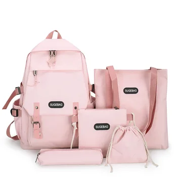 

Women backpack 5 Piece Set School Bags for Teenage Girls 2020 Canvas Travel Backpack Teen Student Schoolbag Bolsas Escolar