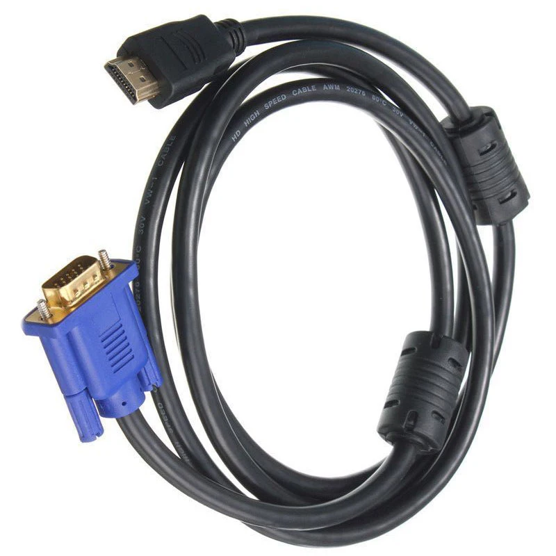 1,8 м синий HD tv HDMI к VGA HD15 Мужской адаптер кабель конвертер для PC tv DF