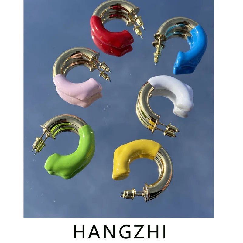 Серьги-гвоздики HANGZHI C-образной формы для женщин и девушек стильные Асимметричные