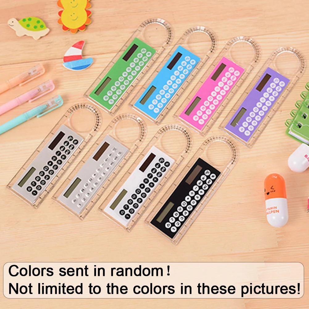 

New 10cm Ruler Mini Digital Calculator 2 in 1 Cute Mini Multifunction Ruler Calculator Kid Stationery School Office Gifts