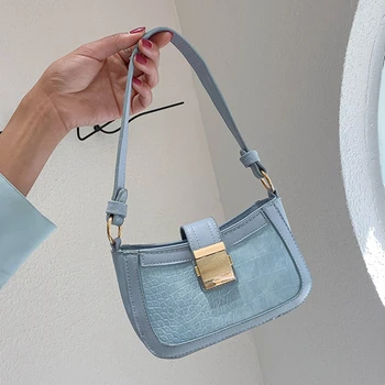 

Summer Alligator Pattern Casual Baguette Hand Bags Mini PU Leather Flap Bag for Women 2020 Summer Shoulder Female Cross Body Bag