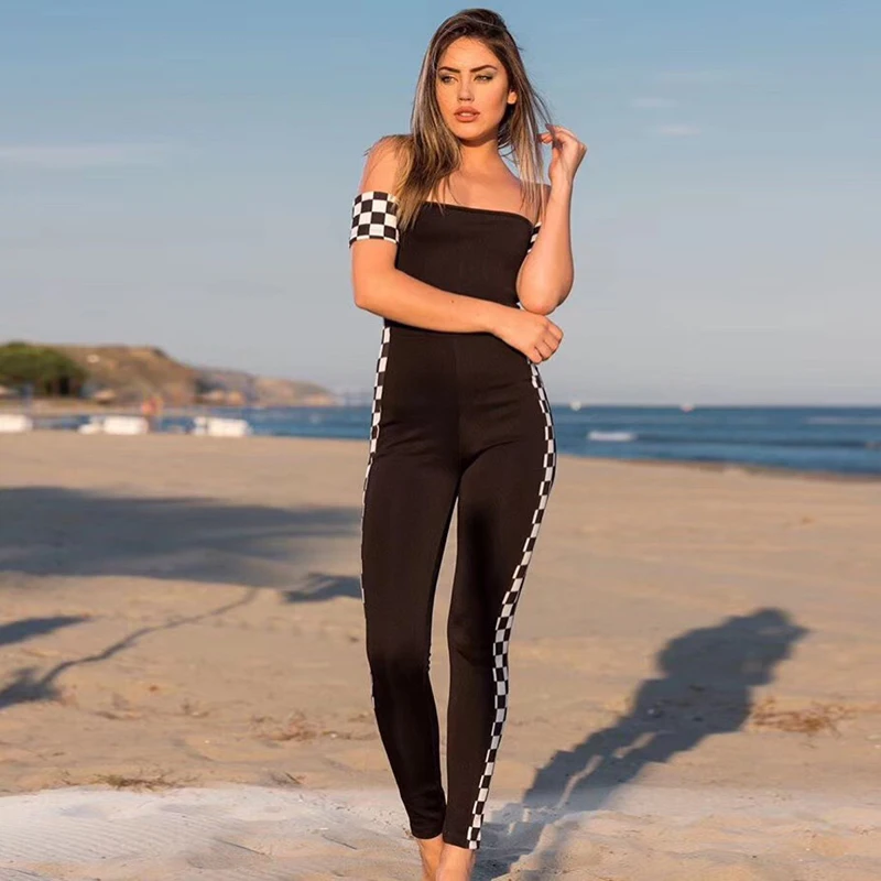 Повседневный Комбинезон летний с открытыми плечами, без бретелек Bodycon тянущаяся повязка комбинезон высокого качества белый плаит женские комбинезоны