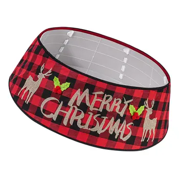 

1Pc Grid Christmas Tree Skirt Elks Pattern Tree Decoration Floor Ornaments (Red)