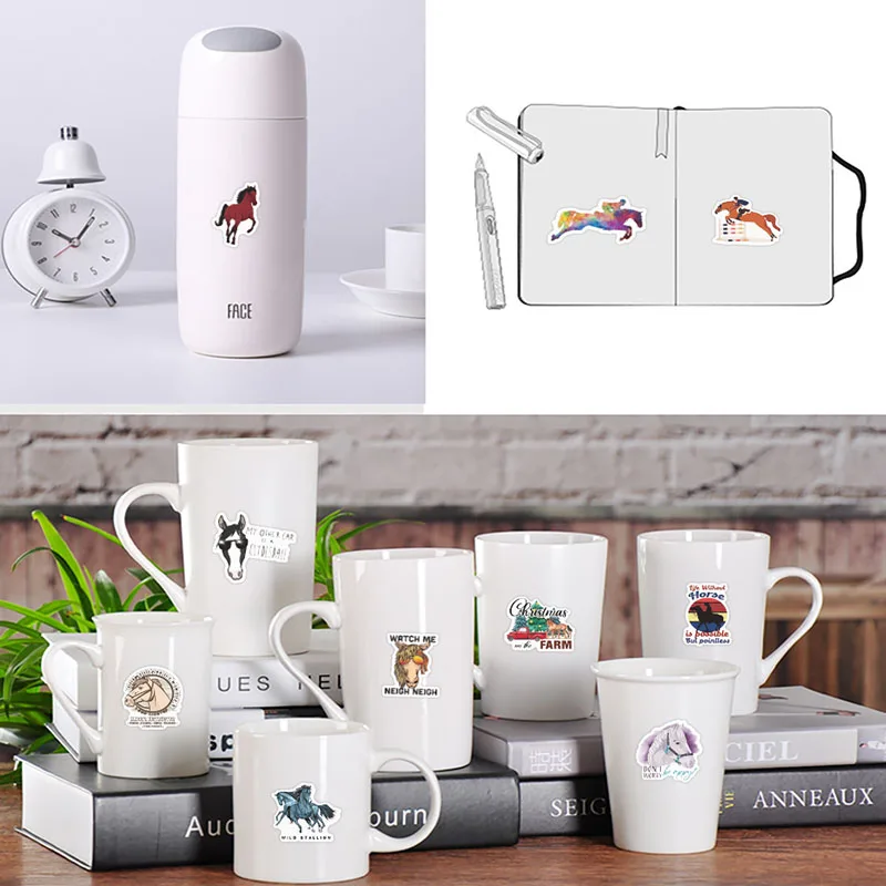 10/50/100pcs Cartoon Animal Horse Equestrian Show Graffiti Stickers Laptop Guitar Computer Phone Waterproof Sticker Kid Toy