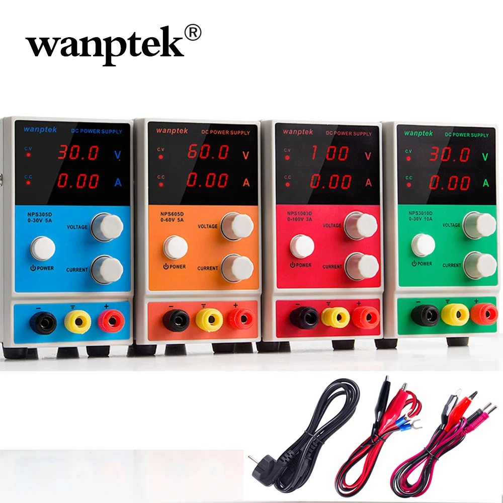 4 Kind of DC Lab Power Supply Adjustable Laboratory 100V 60V 30V 3A 5A 10A WIth 2PCS input Cable Voltage Regulator 220 v Source
